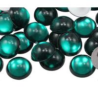 KraftGenius Allstarco 11mm Green Emerald .MD2 Flat Back Acrylic Round Cabochons Plastic Pearl Gems For Jewelry Making Costume Making Cosplay Jewels Embelishments - 50 Pieces