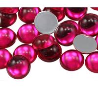 KraftGenius Allstarco 11mm Pink Fuchsia .MAR09 Flat Back Acrylic Round Cabochons Plastic Pearl Gems For Jewelry Making Costume Making Cosplay Jewels Embelishments - 50 Pieces