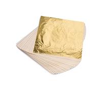 KraftiSky Gold Leaf Sheets - 100 Gold Foil Sheets - 14 x 14 cm Multipurpose Gold Leaf for Nails, Art & DIY Projects, Picture Frames, Home Walls, Interior and Multi Artistic Decoration (Foil)