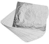 KraftiSky Silver Leaf Sheets - 100 Imitation Leaves 14x14 cm Silver Leaf for Art and Craft Projects, Home Improvement, Gilding, Furniture, Makeup & Nail Art