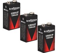 kraftmax 3 x 9 V Block Lithium High Performance Longlife Batteries for Smoke Detector/Fire Alarm - 10 Year Battery Life