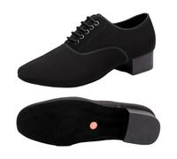 Kraftpaid Men Latin Dance Shoes Lace-Up,Men Black Ballroom Dance Shoes,Soft Bottom Low Heel Breathable,Wear-Resistant,Full Sole,For Salsa Tango Waltz Ballroom Latin