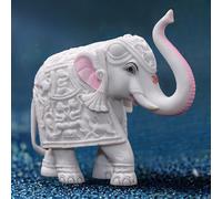 KRAFTSKALA White Elephant Showpiece Big Size Marble Resin Aesthetic Statue Decorative Item for Home, 6 inch Elephant Decor for Home Vastu, Shelf, Study Room, Work Table