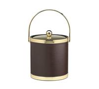 Kraftware ice Bucket, Vinyl, Brown with Brass, 3 QT