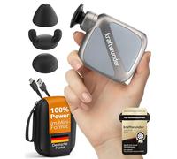 kraftwunder Mini Massage Gun - Compact & Whisper-Quiet for Neck, Back & Trigger Points - Effective Depth Effect with 6 mm Hub, 4 Levels, 230 g Lightweight, USB-C, Includes Case & Silicone Heads (Grey)
