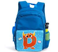 KRAFTYGIFTS Boys Monster Backpack Monsters Bag For School Nursery Childrens Primary Kids Blue Rucksack - All Initials (D)