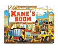 KRAFTYGIFTS DIGGER CONSTRUCTION Boys Bedroom Door Sign Personalised Children's Child Room Kids Plaque Name KD10