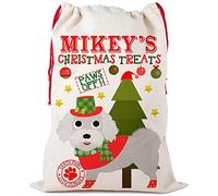 KRAFTYGIFTS Dog Christmas Sack Bichon Frise Pet Personalised Treat Bag CDS09 (Large)