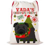KRAFTYGIFTS Dog Christmas Sack Pug Pet Personalised Treat Bag CDS70 (Large)