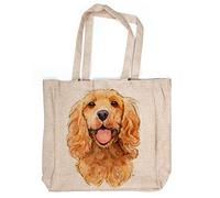 KRAFTYGIFTS Golden Cocker Spaniel Dog Tote Bag Large Dog Canvas Shoulder Carry Bag Ladies Grocery Bags Cotton Reusable Eco-Friendly Shopping Bag for women KDT55