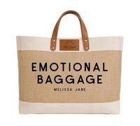 KRAFTYGIFTS Large Beach Tote Bag - Emotional Baggage - Personalised Womens Holiday Handbag - Vacation Carry Shopper - Weekend Bag - LT03