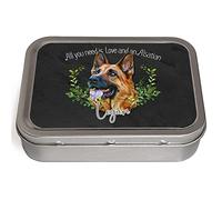 KRAFTYGIFTS Personalised Alsatian Tobacco Tin Dog 2oz Baccy Storage Pill Box Cigarette Rolling Stash Can Pet Puppy Birthday Gift German Shepherd NDD29