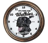 KRAFTYGIFTS Personalised Black Labrador Clock Kitchen Round Hanging Glass Wall Clock Dogs Name Puppy Home Gift DC03 (Bronze)