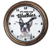 KRAFTYGIFTS Personalised Boston Terrier Clock Kitchen Round Hanging Glass Wall Clock Dogs Name Puppy Home Gift DC57 (Bronze)