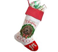 KRAFTYGIFTS Personalised Brown Doodle Dog Christmas Stocking Xmas Cockapoo Cockerpoo Toy Bag Pet Treat Sock Puppy Present DWST26