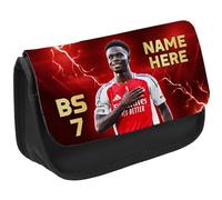 KRAFTYGIFTS Personalised Bukayo Saka Pencil Case Arsenal Football Legend School Pen Bag Boys Footballer Stationary Gift LUP07