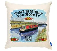 KRAFTYGIFTS Personalised Canal Barge Cushion Cover Narrow Boat Home Gift KC06