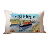 KRAFTYGIFTS Personalised Canal Barge Cushion Cover Sofa Throw Pillow Home Decor Narrowboat Gift LKC21