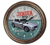 KRAFTYGIFTS Personalised Car Wall Clock Jensen Interceptor Classic Round Hanging Glass Front Garage Clock Birthday Gift VCC22