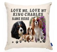 KRAFTYGIFTS Personalised Cavalier King Charles Spaniel Dog Cushion Pillow Cover | Love Quote Puppy | Terrier Pet Gift
