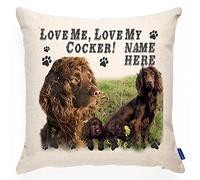 KRAFTYGIFTS Personalised Chocolate Cocker Spaniel Dog Cushion Pillow Cover | Love Quote Puppy | Terrier Pet Gift