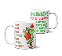 KRAFTYGIFTS Personalised Christmas Mug Grinch Cup Tea Coffee Funny Christmas Secret Santa Novelty Gift Add Name KCM19