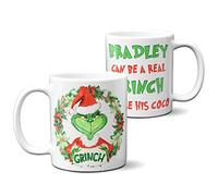 KRAFTYGIFTS Personalised Christmas Mug Grinch Cup Tea Coffee Funny Christmas Secret Santa Novelty Gift Add Name KCM20