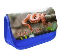 KRAFTYGIFTS Personalised Corn Snake Accessory Bag Carry Stationary Case Mens Pencil Case Custom Pens Organiser Glasses Case Medication Pet Snakes KS95 (Blue)