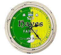 KRAFTYGIFTS Personalised County Kerry Clock Ireland Round Hanging Glass Wall Kitchen Clock Irish ICL14 (Cream)