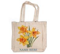 KRAFTYGIFTS Personalised Daffodil Tote Bag Flower Reusable Shopping Carry Canvas Folding Reuseable Grocery Eco-Friendly Floral Birthday Gift KTB14