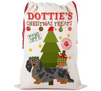 KRAFTYGIFTS Personalised Dapple Dachshund Christmas Treats Sack Pet Stocking Xmas Present Bag CDS97 (Small)