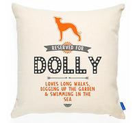 KRAFTYGIFTS Personalised Dog Reserved Cushion Cover - Whippet - Pet Name - Puppy -Gift RD61