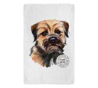 KRAFTYGIFTS Personalised Dog Tea Towel Border Terrier Kitchen Cloth Large Cotton Hand Towel Housewarming Birthday Gift New Puppy KDC45
