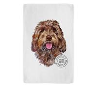 KRAFTYGIFTS Personalised Dog Tea Towel Brown Cockerpoo Kitchen Cloth Large Cotton Hand Towel Housewarming Birthday Gift New Puppy Cockapoo KDC48