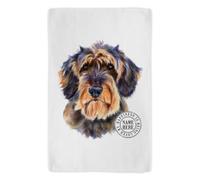 KRAFTYGIFTS Personalised Dog Tea Towel Wire Haired Dachshund Kitchen Cloth Large Cotton Hand Towel Housewarming Birthday Gift New Puppy Sausage Dog KDC54