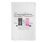 KRAFTYGIFTS Personalised Engagement Tea Towel Mr & Mrs To Be Kitchen Cloth Cotton Hand Towel Congratualtions Couple Special Keepsake Just Engaged Gift KC61