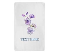 KRAFTYGIFTS Personalised Floral Tea Towel Orchid Kitchen Cloth Cotton Hand Towel Housewarming Birthday Gift New Home Flowers For Mum KC144