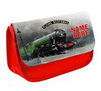 KRAFTYGIFTS Personalised Flying Scotsman Steam Train Pencil Case Railway Stationary Bag Chidrens Custom Pens Organiser Accessories Grandad Dad Birthday Gift FST01