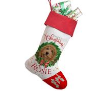 KRAFTYGIFTS Personalised Ginger Doodle Dog Christmas Stocking Xmas Cockapoo Cockerpoo Toy Bag Pet Treat Sock Puppy Present DWST27