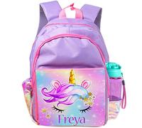 KRAFTYGIFTS Personalised Girls Backpack Unicorns Head School Bag Childrens Primary School Rucksack - Any Custom Name KK48