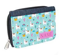 KRAFTYGIFTS Personalised Girls Llama Purse Coin Wallet Pretty Children's Denim Kids Unicorns Birthday Gift KSP211