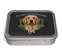 KRAFTYGIFTS Personalised Golden Retriever Tobacco Tin Dog 2oz Baccy Storage Pill Box Cigarette Rolling Stash Can Pet Puppy Birthday Gift NDD31