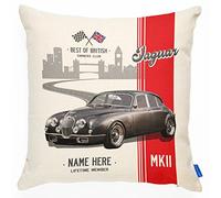 KRAFTYGIFTS Personalised Jaguar MK2 Classic Car Cushion Cover Add Name Gift CC19