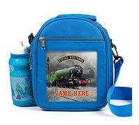 KRAFTYGIFTS Personalised Kids Lunch Bag Flying Scotsman Thermal Insulated Boys Cooler Bag with Side Mesh Pocket School Travel Lunchie Train FST01