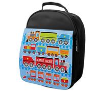 KRAFTYGIFTS Personalised Kids Lunch Bag Racing Train Insulated Boys Cooler Bag with Mesh Pocket Childrens Nursery School Travel Lunchie (Train KS233)