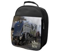 KRAFTYGIFTS Personalised Kids Lunch Bag Steam Train Thermal Insulated Boys Cooler Bag with Mesh Pocket Childrens Nursery School Travel Lunchie (Bittern Steam Train ST163)