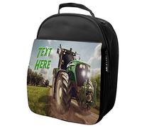 KRAFTYGIFTS Personalised Kids Lunch Bag Tractor Thermal Insulated Boys Cooler Bag with Mesh Pocket Childrens Nursery School Travel Lunchie (Green Tractor KSU06)