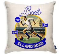 KRAFTYGIFTS Personalised Leeds Football Cushion Cover Nostalgia Vintage Pillow Retro Man Cave Shed Birthday Gift For Him NF45