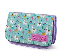 KRAFTYGIFTS Personalised Llama Pencil Case Girls School Stationary Bag Cute Kids Purple Llamas KSP211