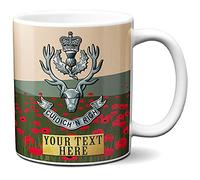 KRAFTYGIFTS Personalised Military Mug Queen's Own Highlanders Cup Army Badge Veteran Poppy Gift VPM52